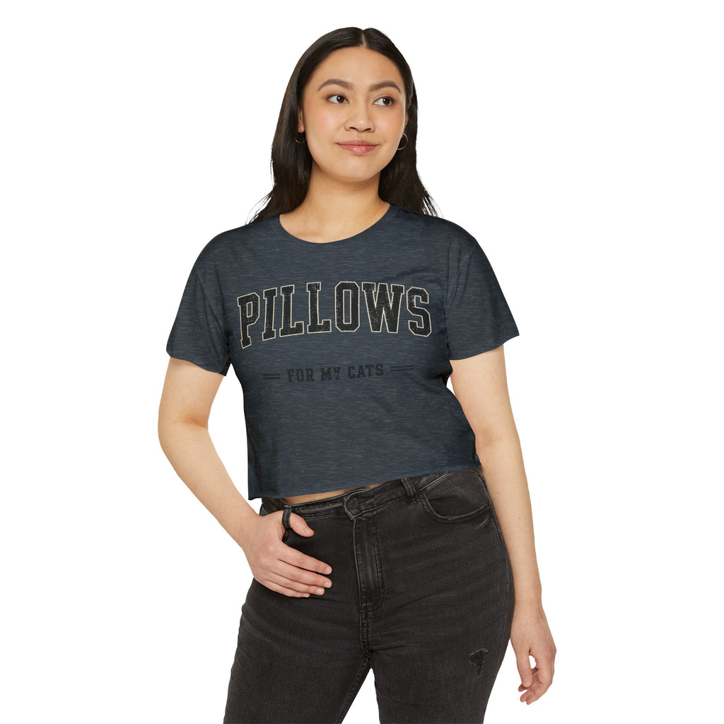 Cat Lover Crop Top — “PILLOWS FOR MY CATS” Graphic Festival Tee