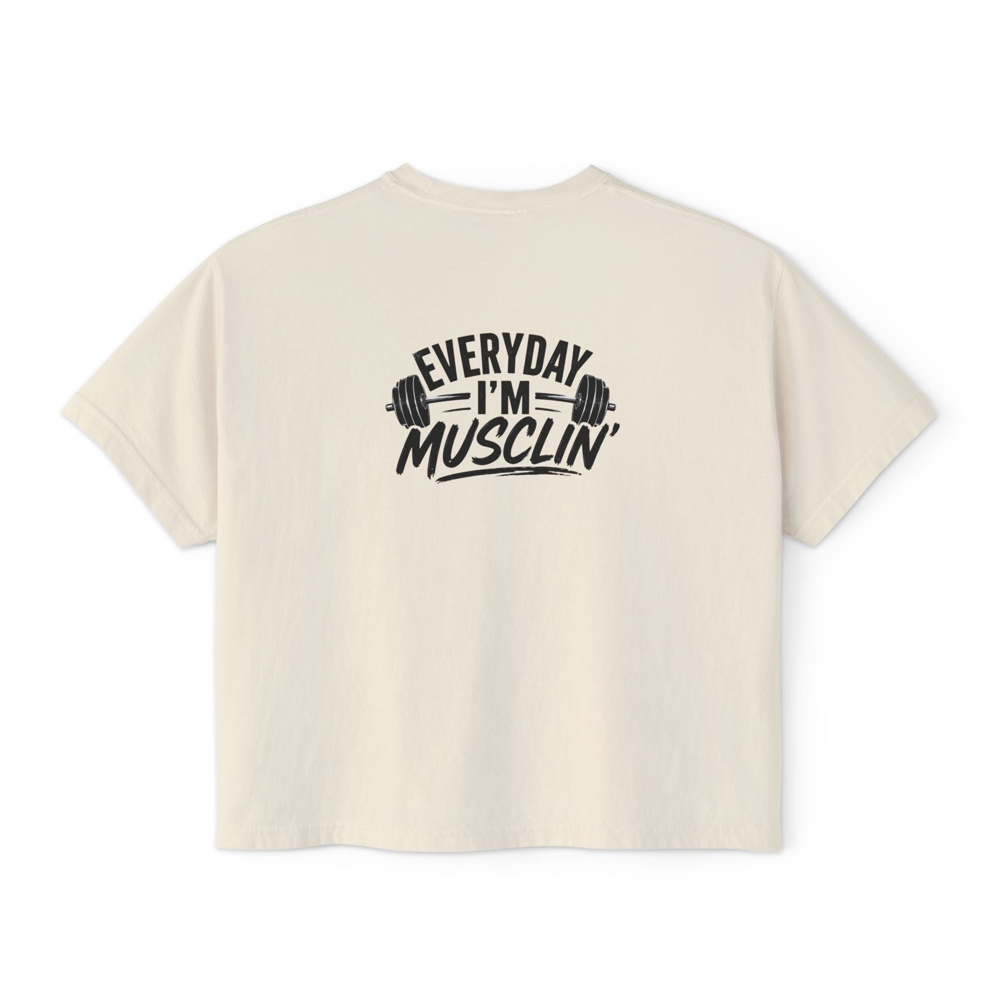 Everyday I'm Musclin' Women's Boxy Tee — Motivational Gym Crop Top (Back: "This is Your Sign — You Got This, Keep Going")