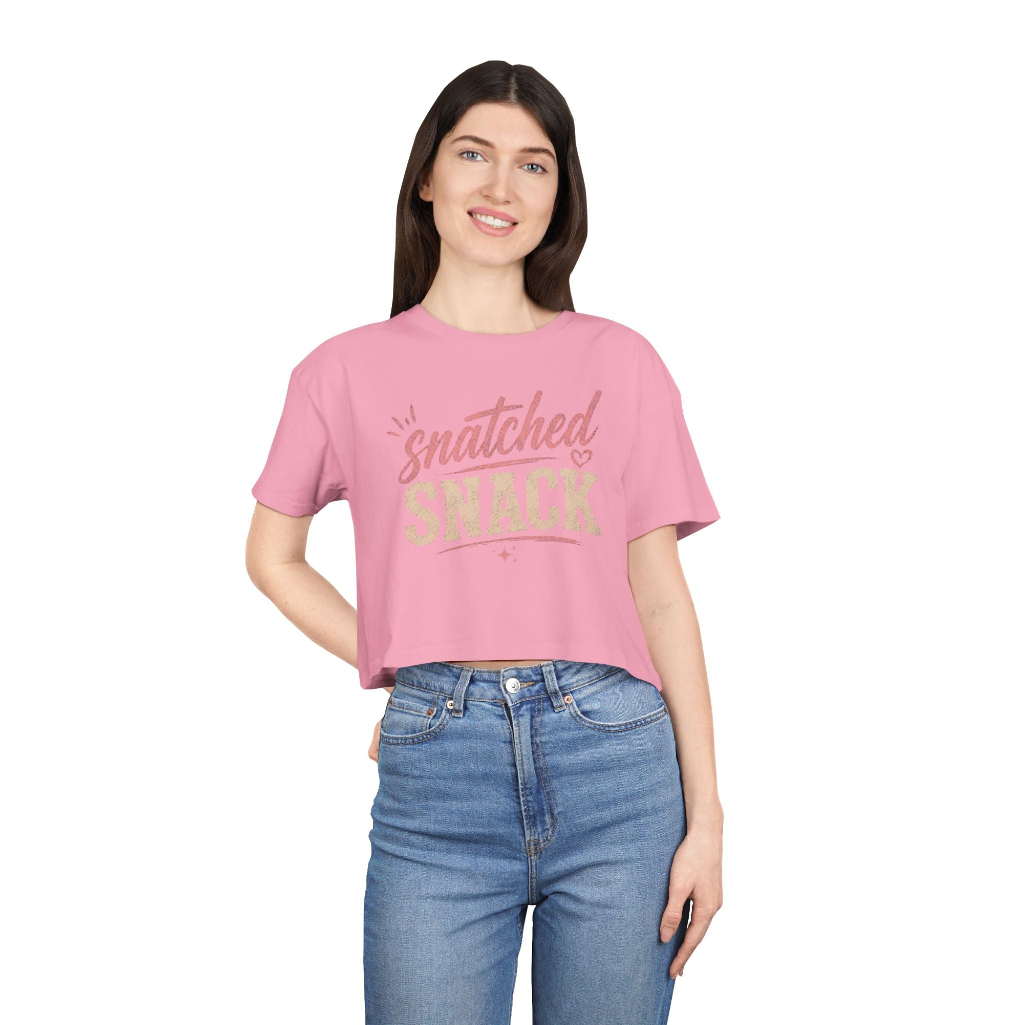 Snatched Snack Crop Tee - Cute Feminine Graphic Top
