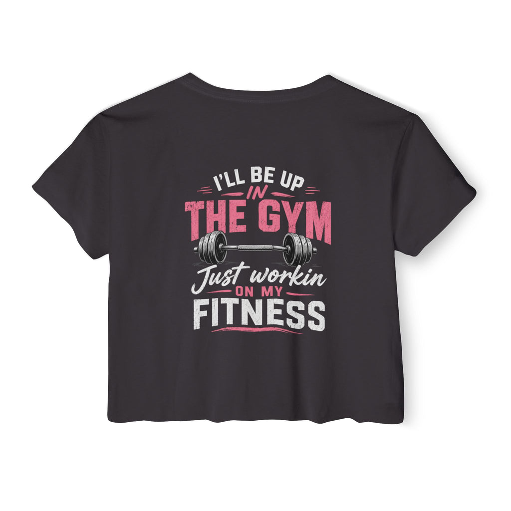 Women's Festival Crop Top — "So Delicious" Front & "I'll Be Up The Gym" Fitness Graphic Crop