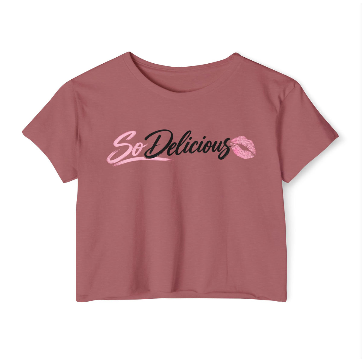 Women's Festival Crop Top — "So Delicious" Front & "I'll Be Up The Gym" Fitness Graphic Crop