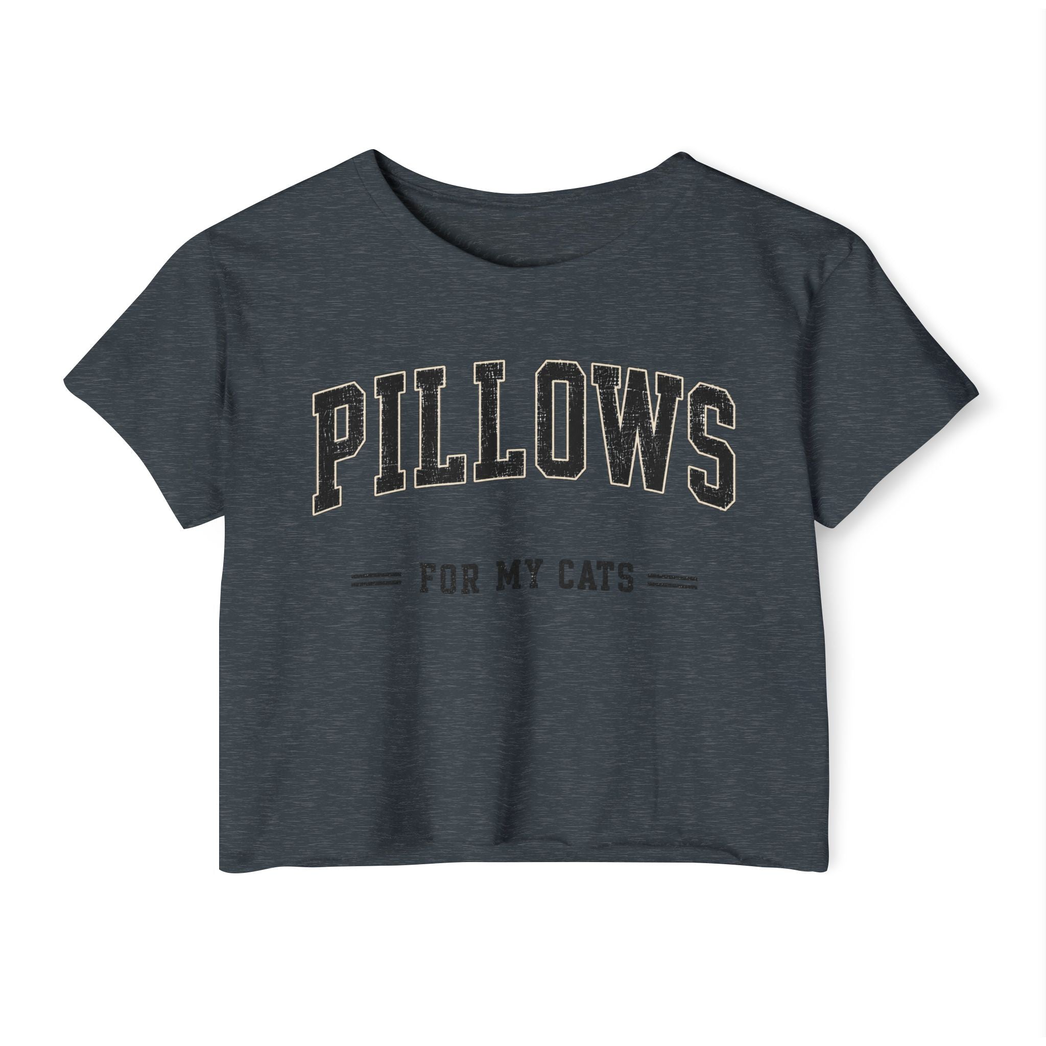 Cat Lover Crop Top — “PILLOWS FOR MY CATS” Graphic Festival Tee