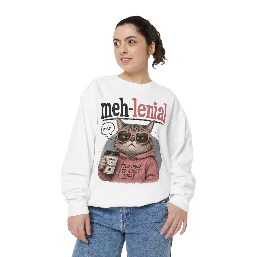 Meh-lenial Cat Sweatshirt — Funny Millennial Humor Pullover