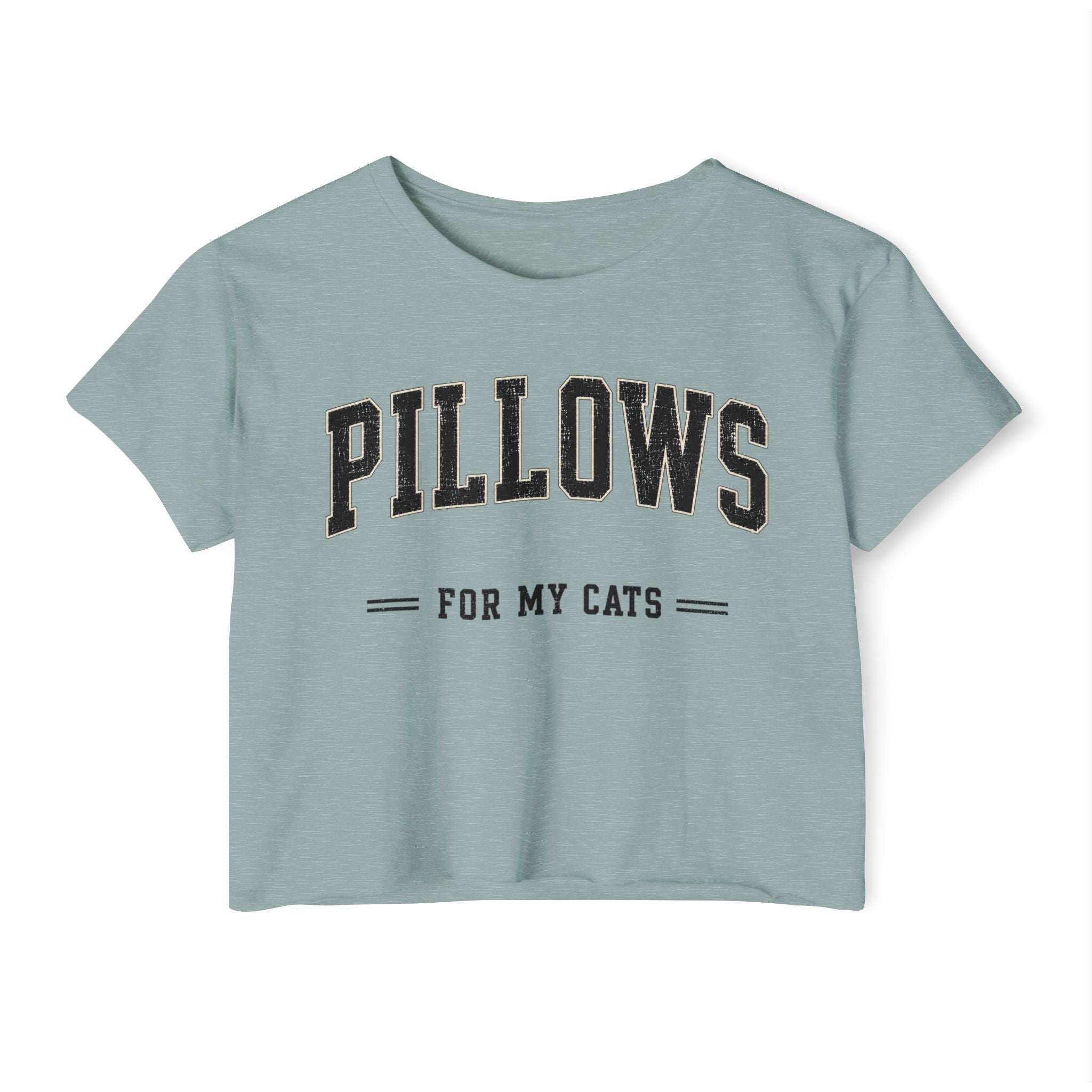 Cat Lover Crop Top — “PILLOWS FOR MY CATS” Graphic Festival Tee