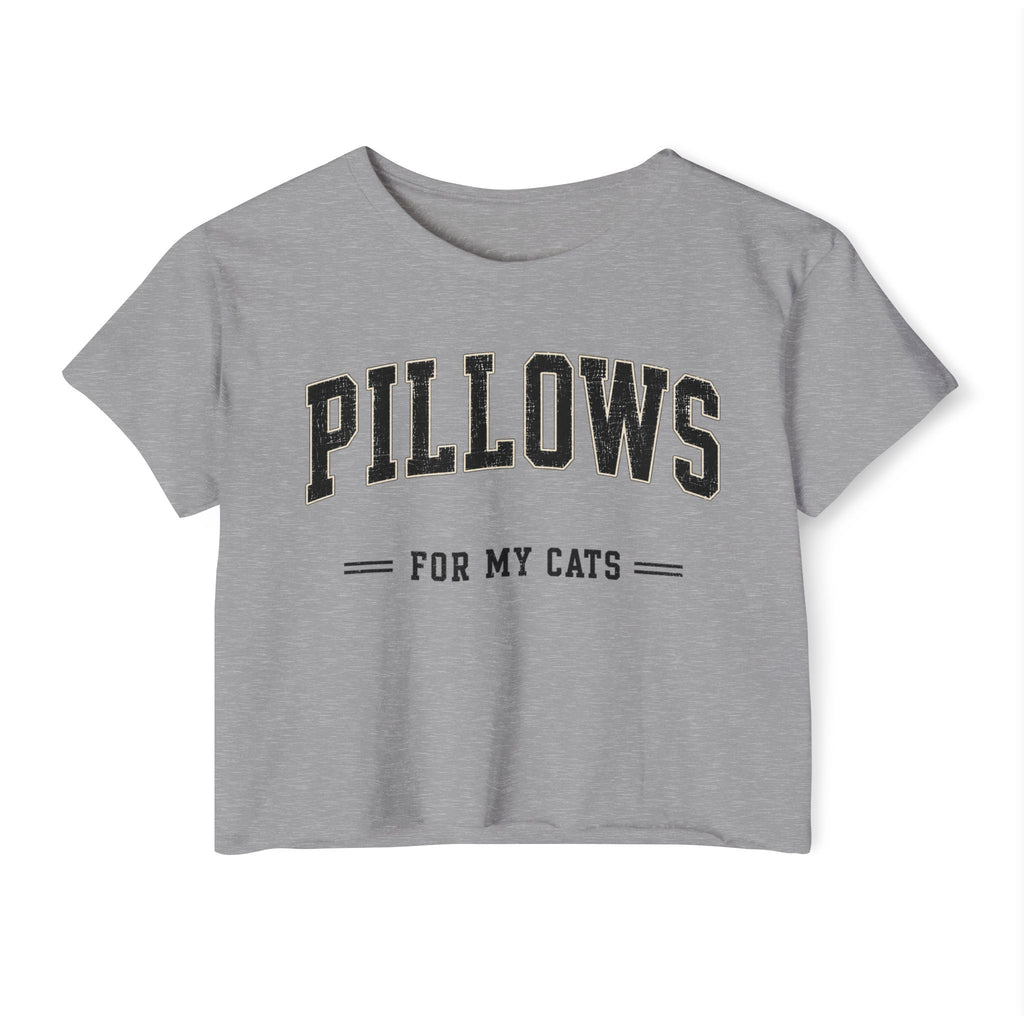 Cat Lover Crop Top — “PILLOWS FOR MY CATS” Graphic Festival Tee
