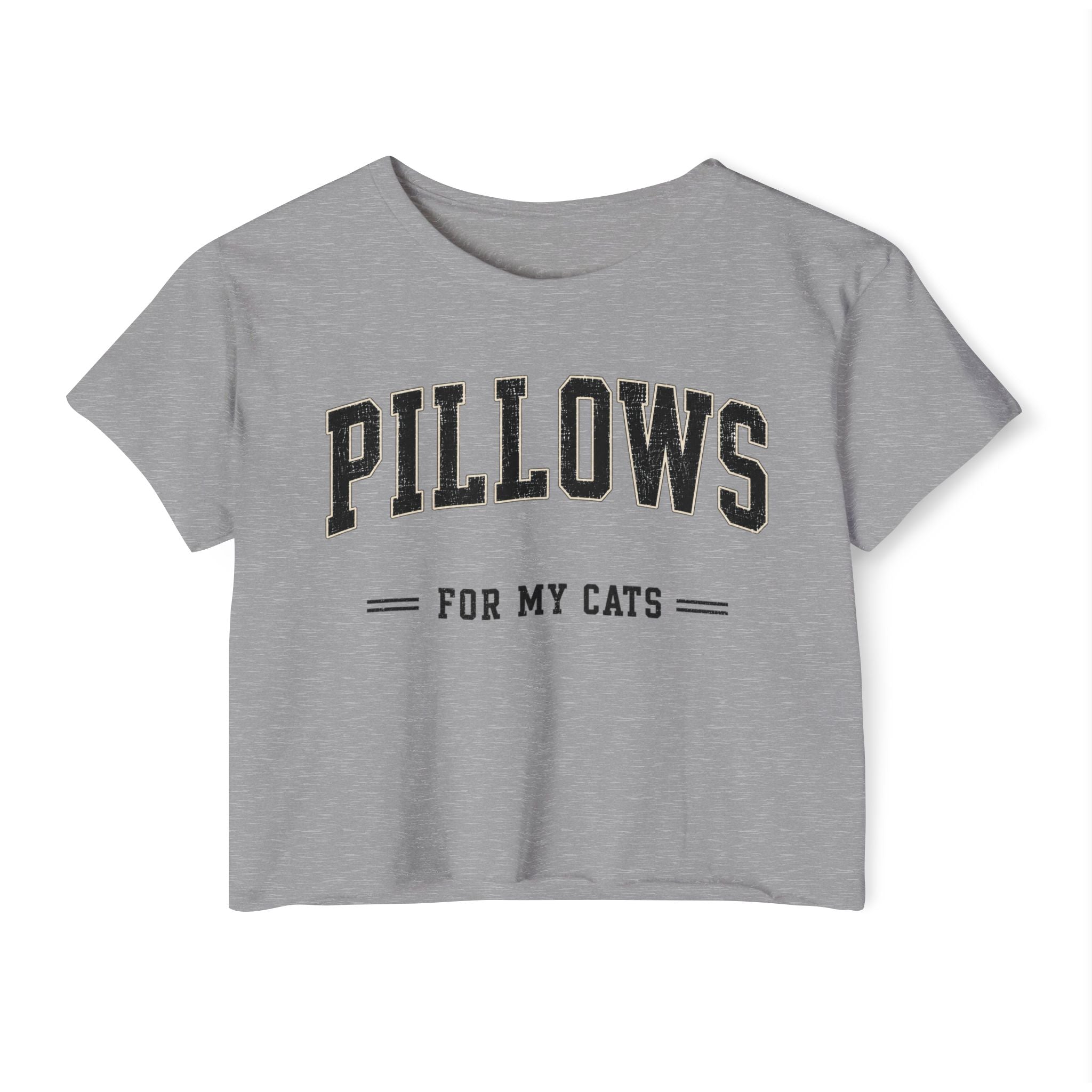 Cat Lover Crop Top — “PILLOWS FOR MY CATS” Graphic Festival Tee