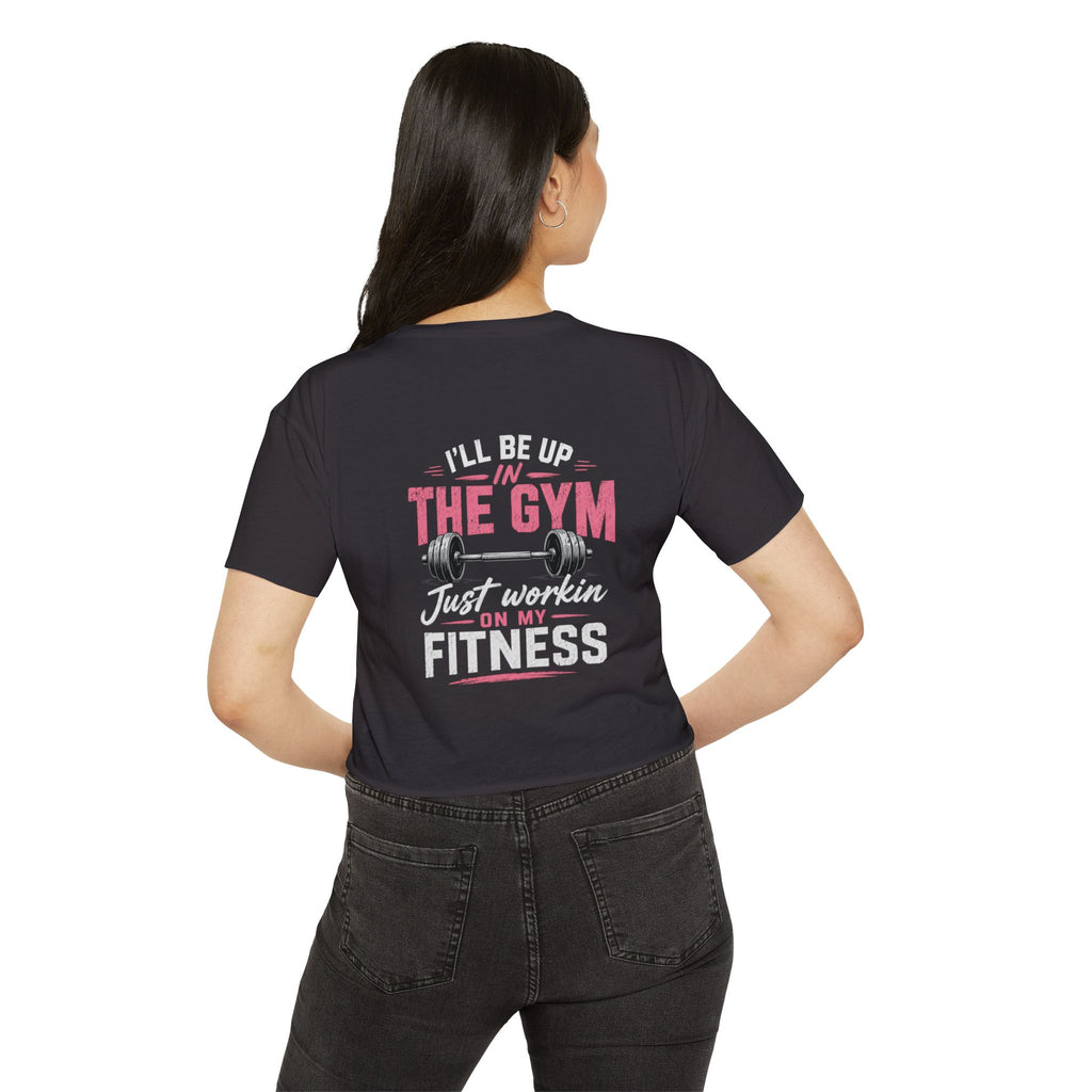 Women's Festival Crop Top — "So Delicious" Front & "I'll Be Up The Gym" Fitness Graphic Crop