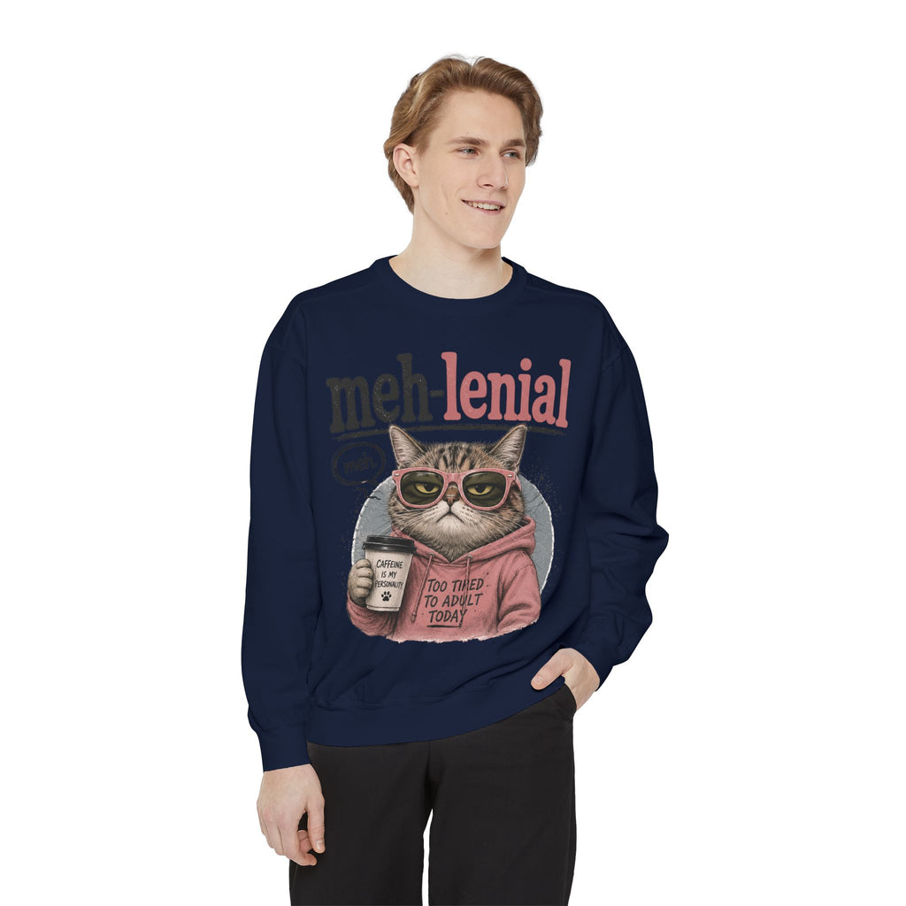 Meh-lenial Cat Sweatshirt — Funny Millennial Humor Pullover