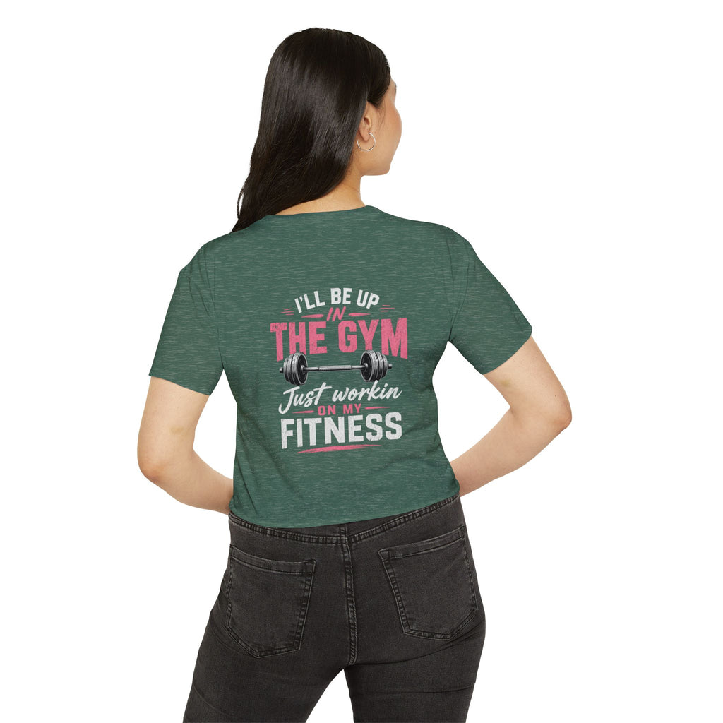 Women's Festival Crop Top — "So Delicious" Front & "I'll Be Up The Gym" Fitness Graphic Crop