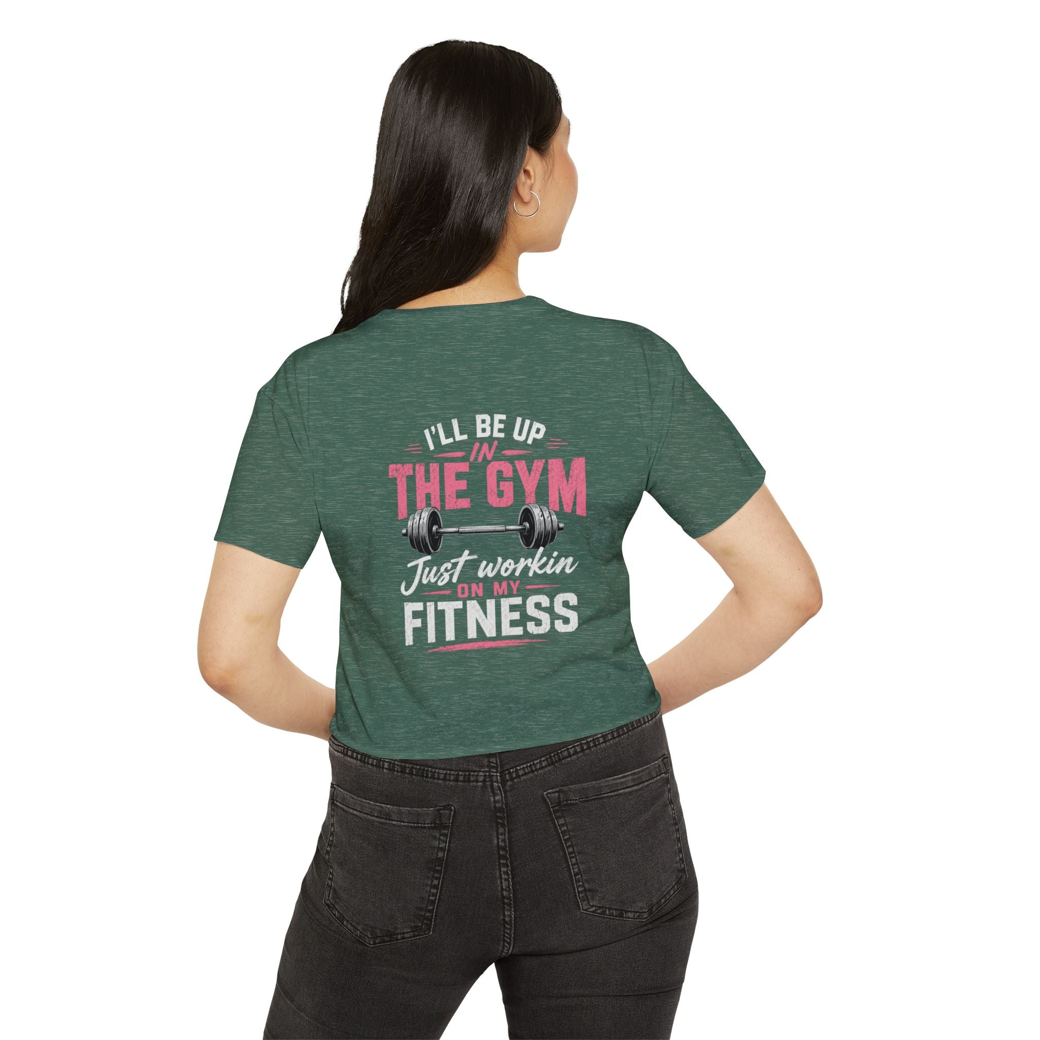 Women's Festival Crop Top — "So Delicious" Front & "I'll Be Up The Gym" Fitness Graphic Crop