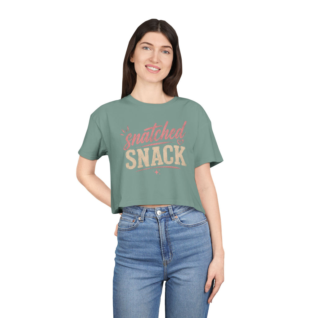 Snatched Snack Crop Tee - Cute Feminine Graphic Top