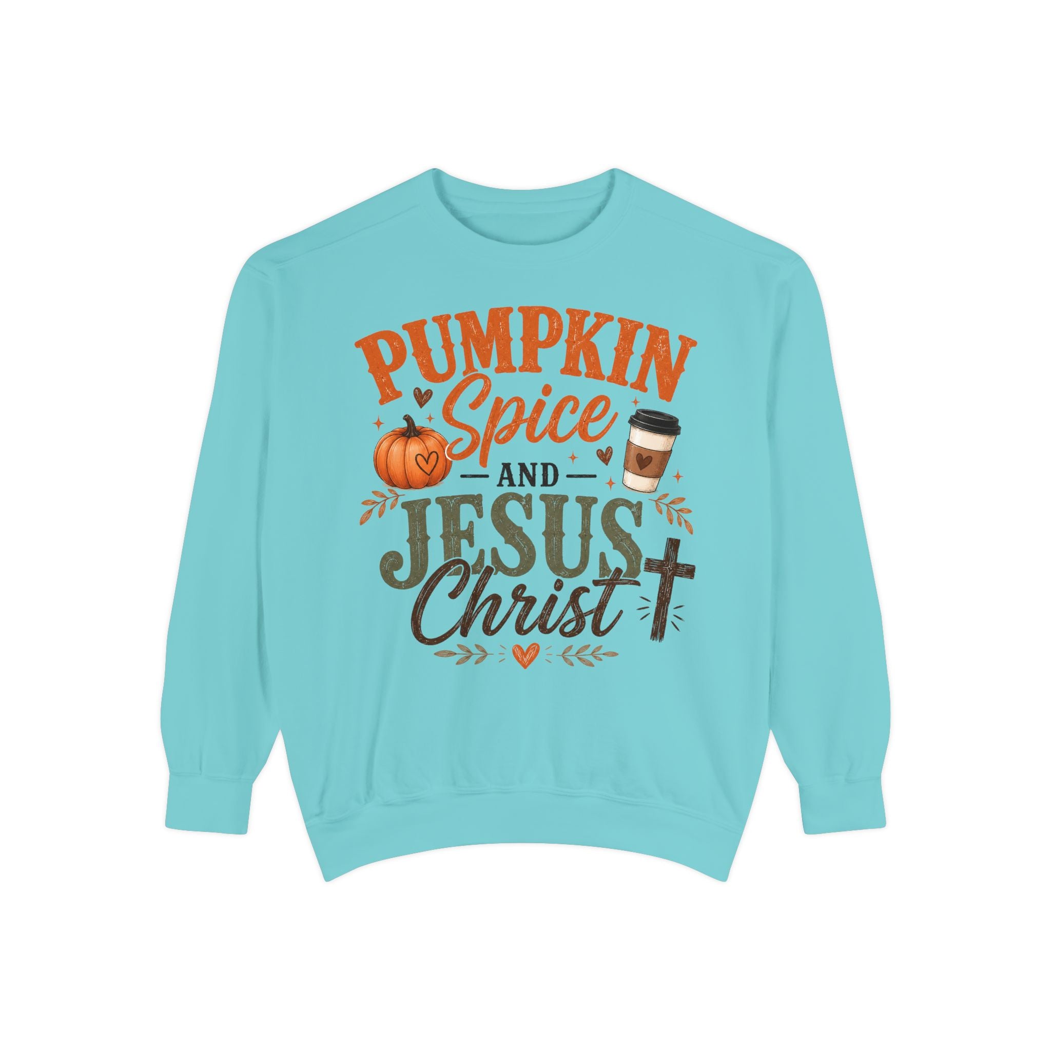 Pumpkin Spice and Jesus Christ Sweatshirt — Fall Christian Comfort Crewneck