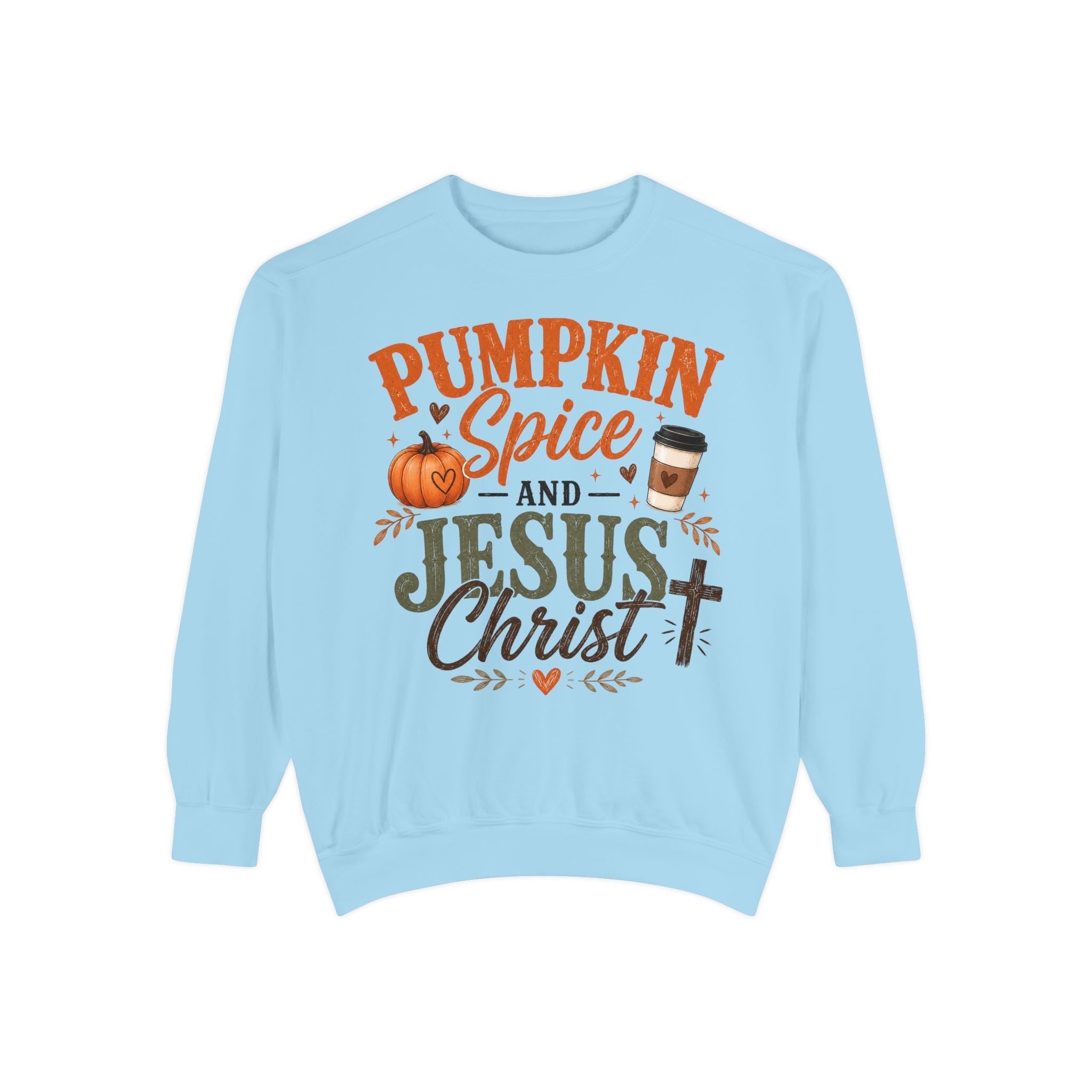 Pumpkin Spice and Jesus Christ Sweatshirt — Fall Christian Comfort Crewneck