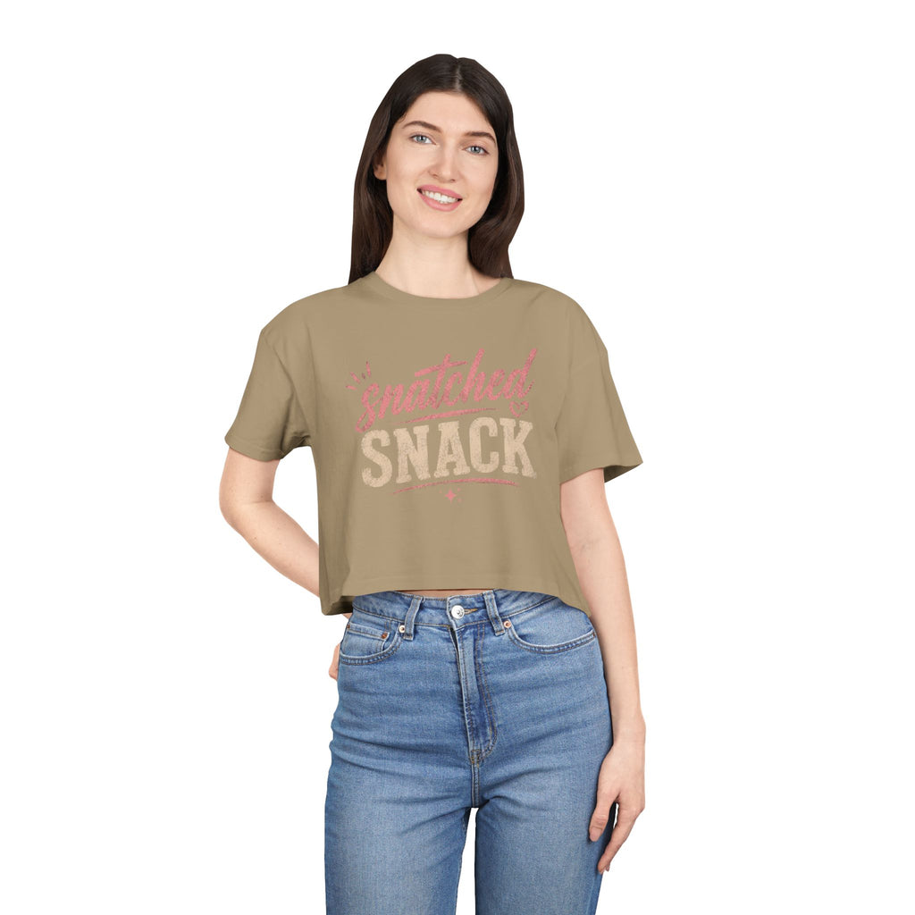 Snatched Snack Crop Tee - Cute Feminine Graphic Top
