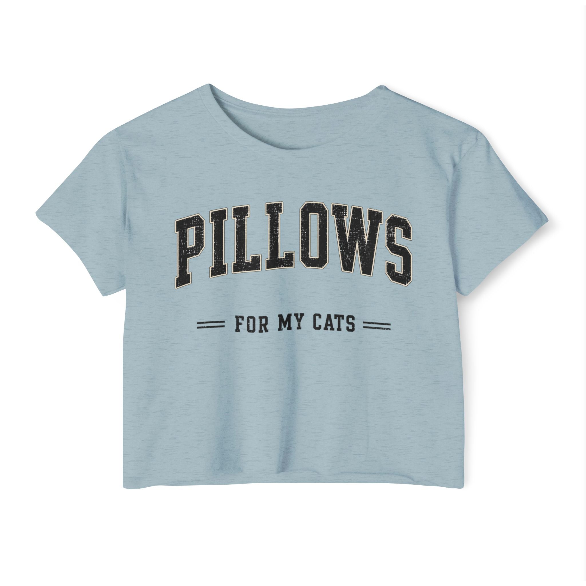 Cat Lover Crop Top — “PILLOWS FOR MY CATS” Graphic Festival Tee
