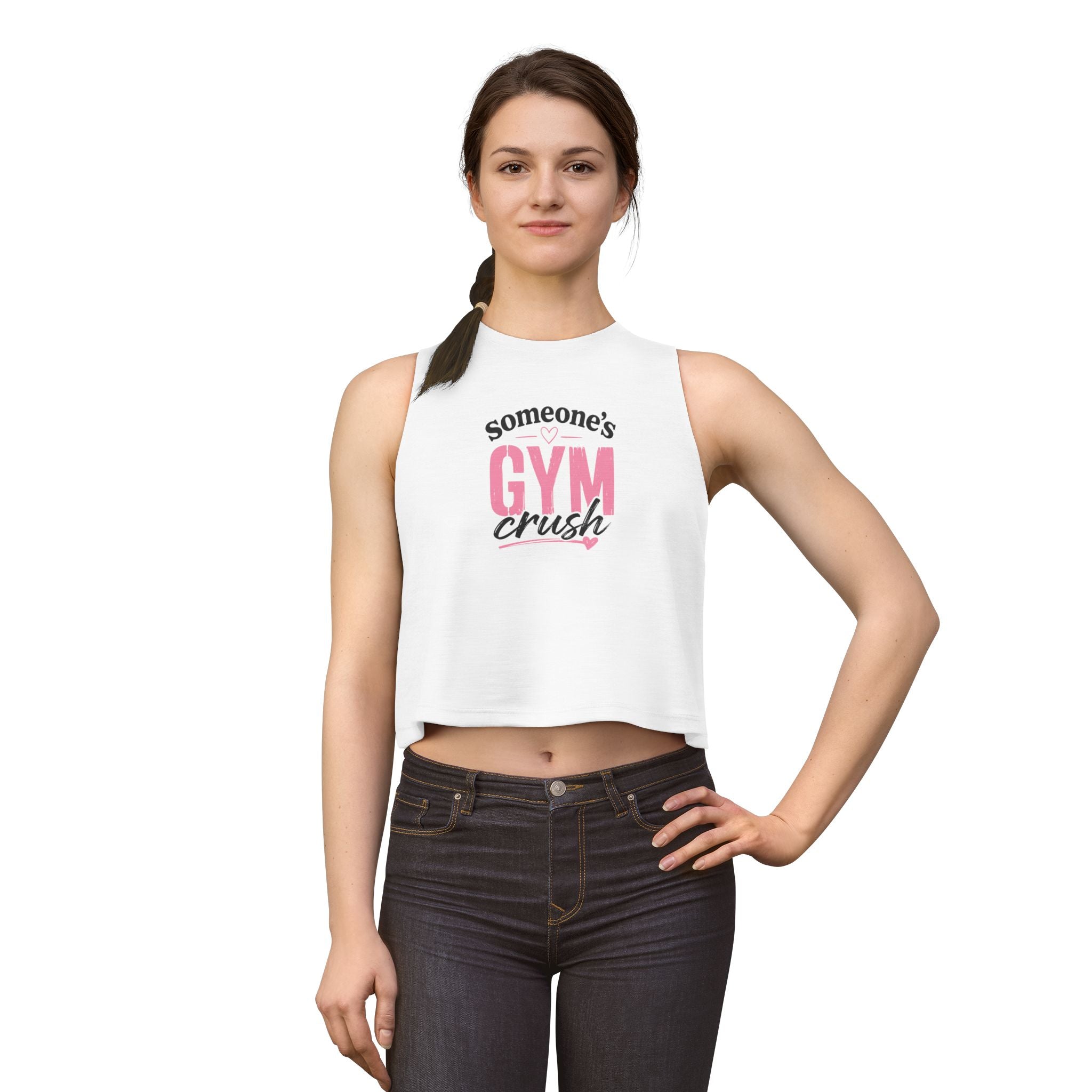 Women's Crop Top — "Someone's Gym Crush" Pink Fitness Muscle Tank