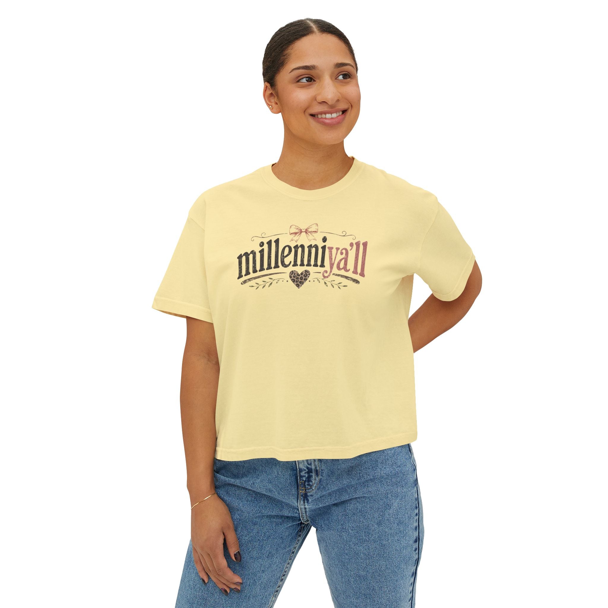 Millenniy'all Graphic Tee — Cute Southern Vintage-Inspired Women's Boxy Shirt