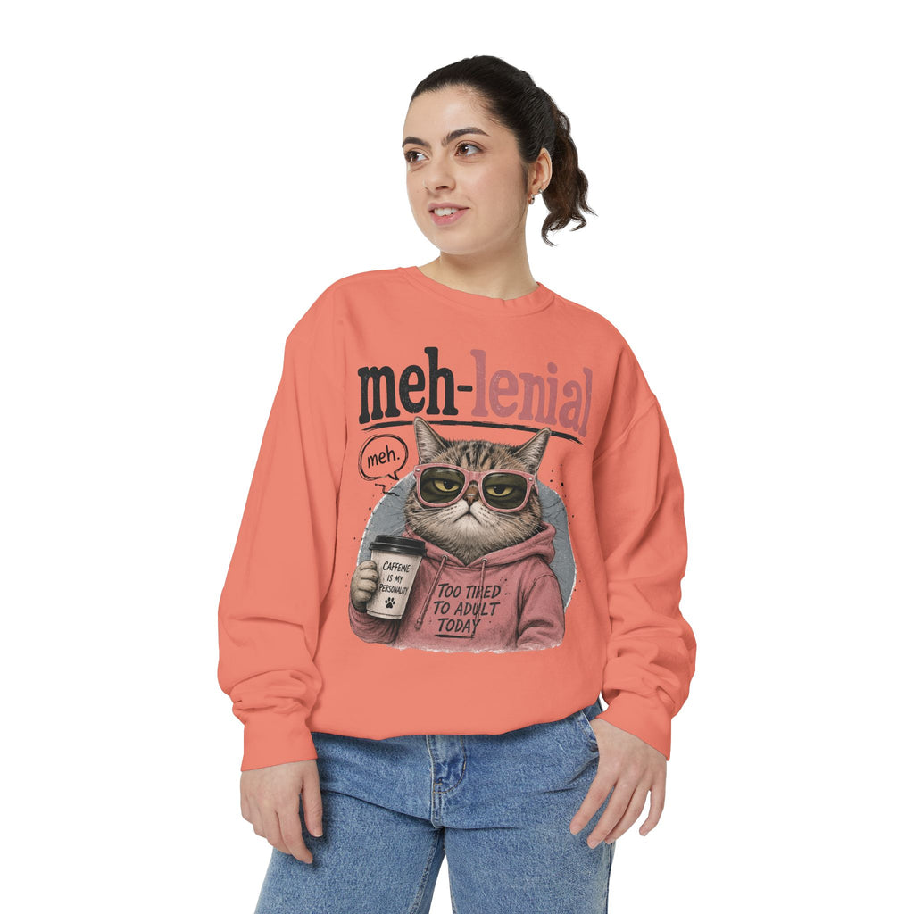 Meh-lenial Cat Sweatshirt — Funny Millennial Humor Pullover