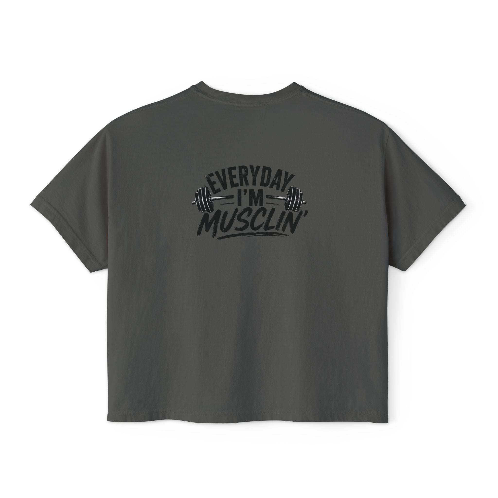 Everyday I'm Musclin' Women's Boxy Tee — Motivational Gym Crop Top (Back: "This is Your Sign — You Got This, Keep Going")