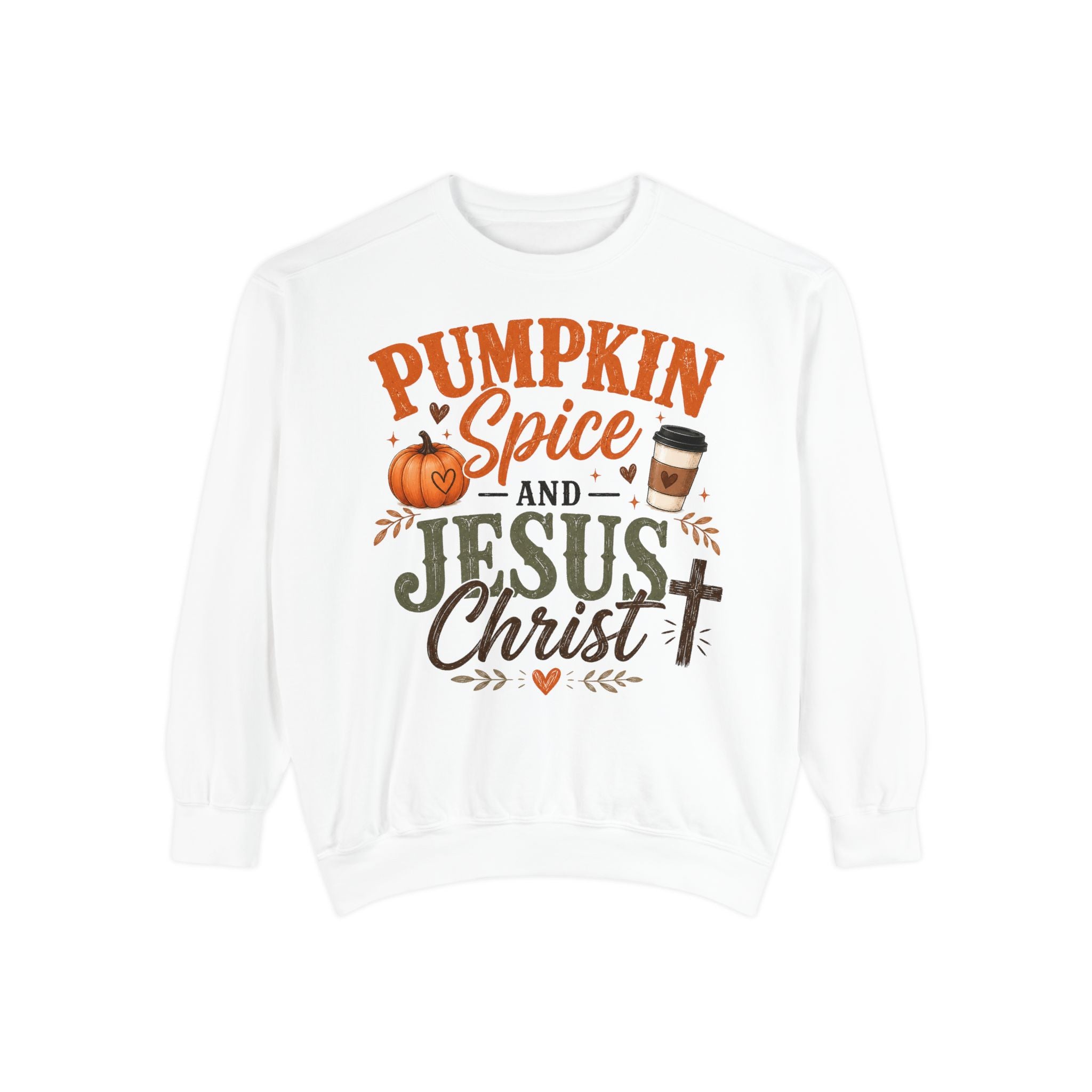 Pumpkin Spice and Jesus Christ Sweatshirt — Fall Christian Comfort Crewneck
