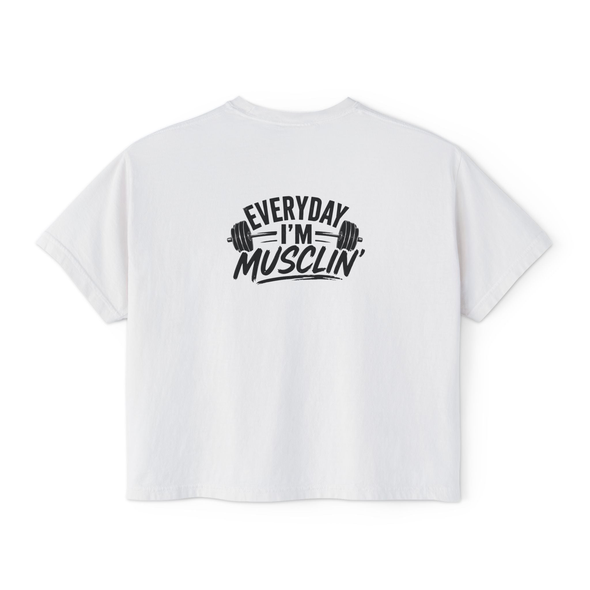 Everyday I'm Musclin' Women's Boxy Tee — Motivational Gym Crop Top (Back: "This is Your Sign — You Got This, Keep Going")