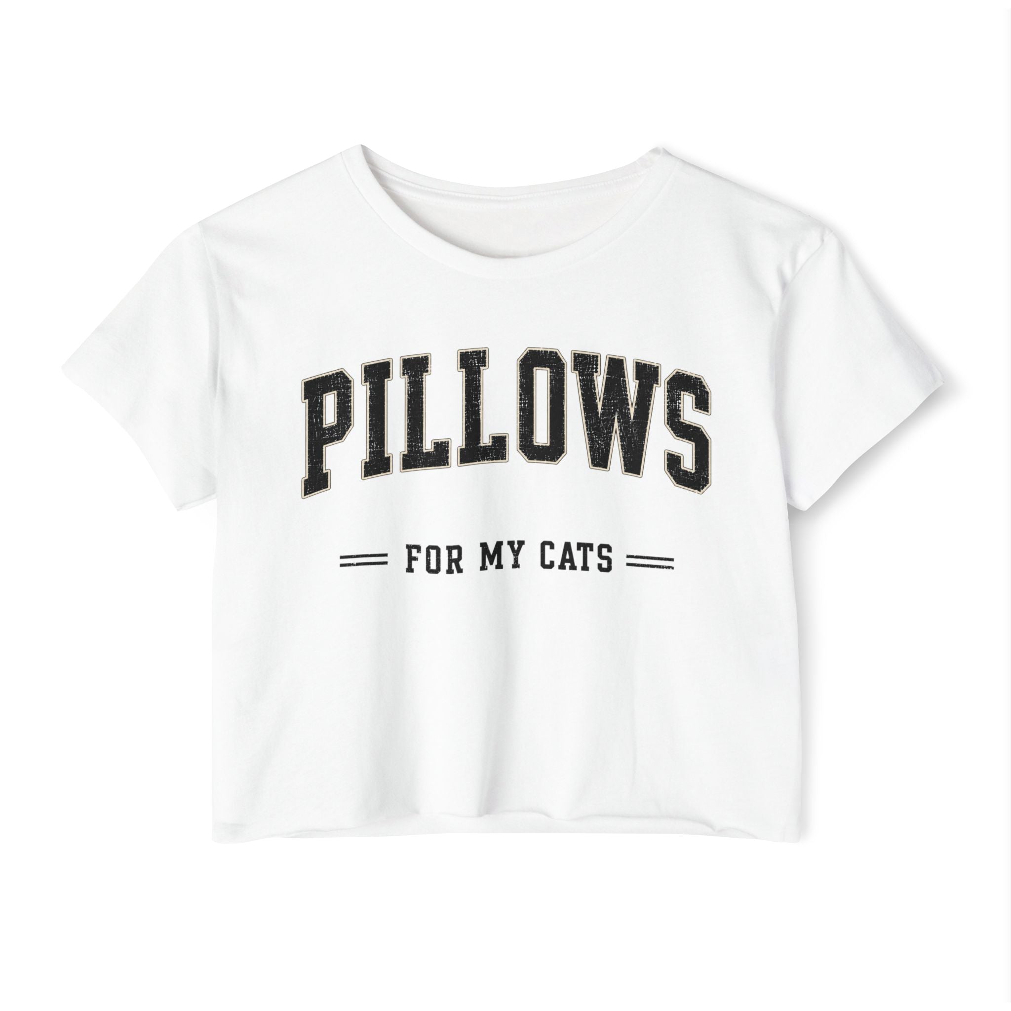 Cat Lover Crop Top — “PILLOWS FOR MY CATS” Graphic Festival Tee