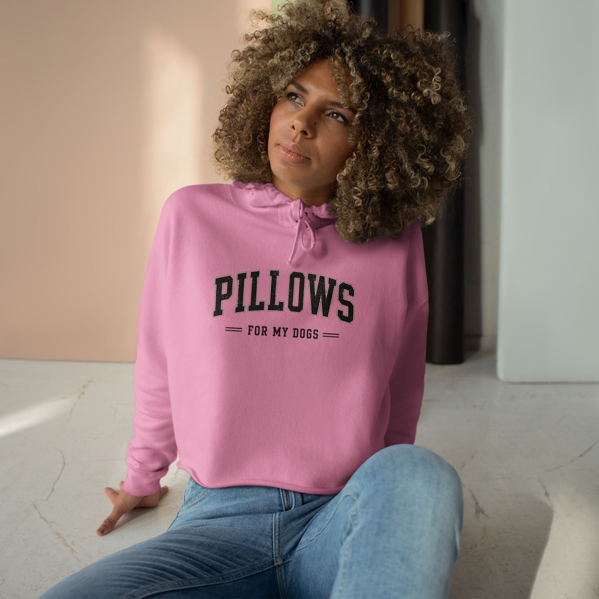 Pillows for My Dogs Cropped Hoodie — Cozy Pet Lover Sweatshirt