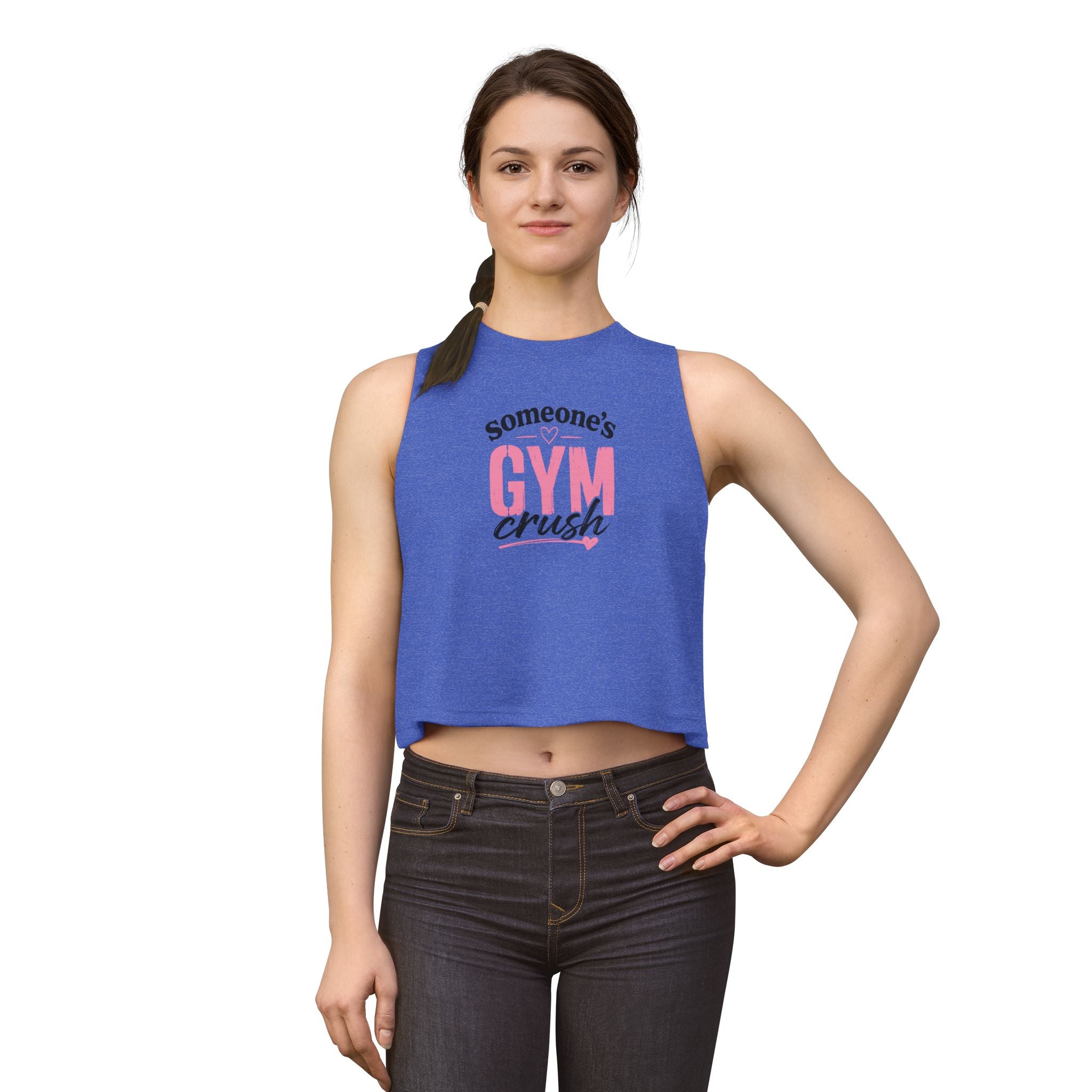 Women's Crop Top — "Someone's Gym Crush" Pink Fitness Muscle Tank