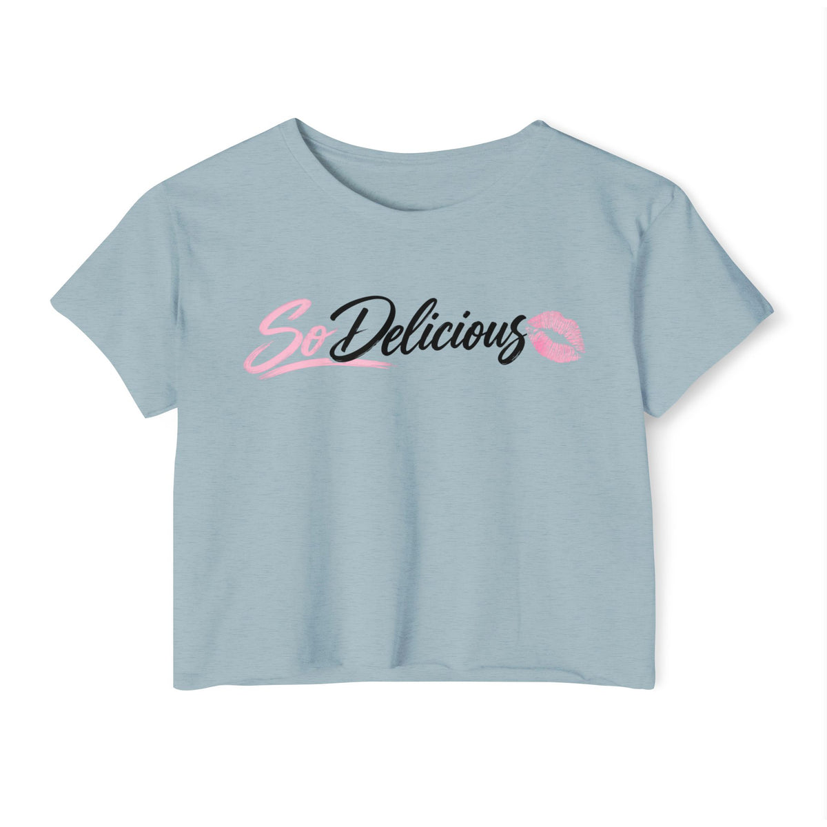 Women's Festival Crop Top — "So Delicious" Front & "I'll Be Up The Gym" Fitness Graphic Crop