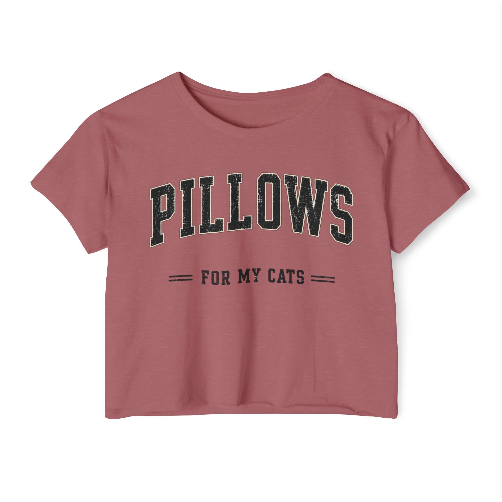 Cat Lover Crop Top — “PILLOWS FOR MY CATS” Graphic Festival Tee