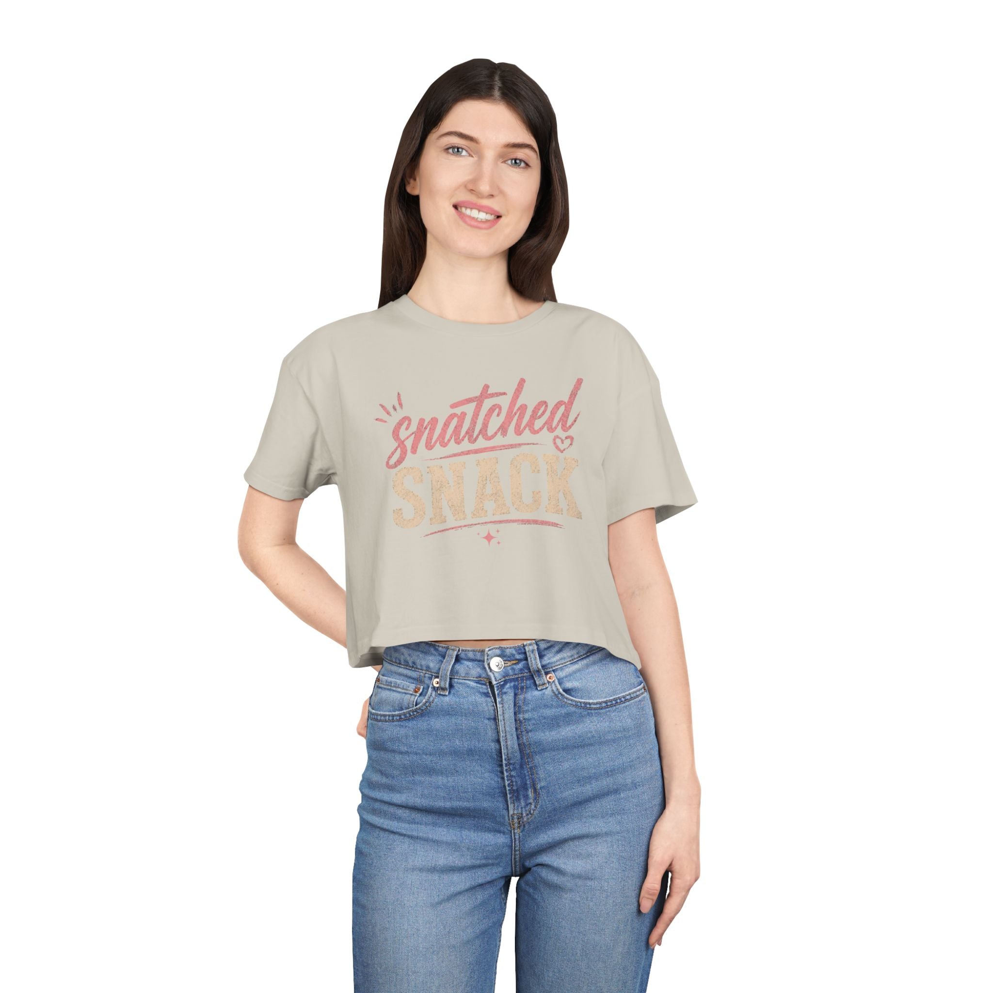 Snatched Snack Crop Tee - Cute Feminine Graphic Top