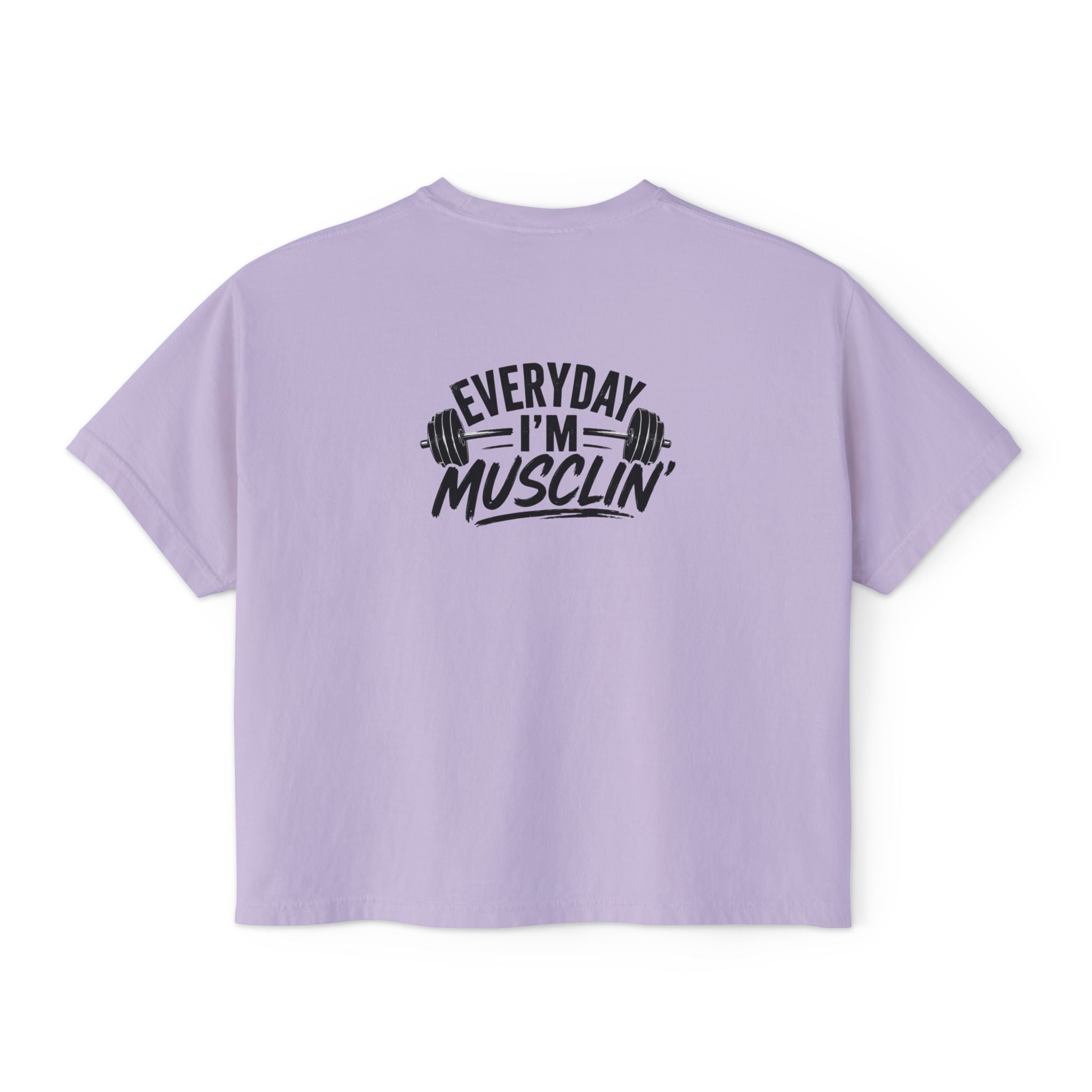 Everyday I'm Musclin' Women's Boxy Tee — Motivational Gym Crop Top (Back: "This is Your Sign — You Got This, Keep Going")