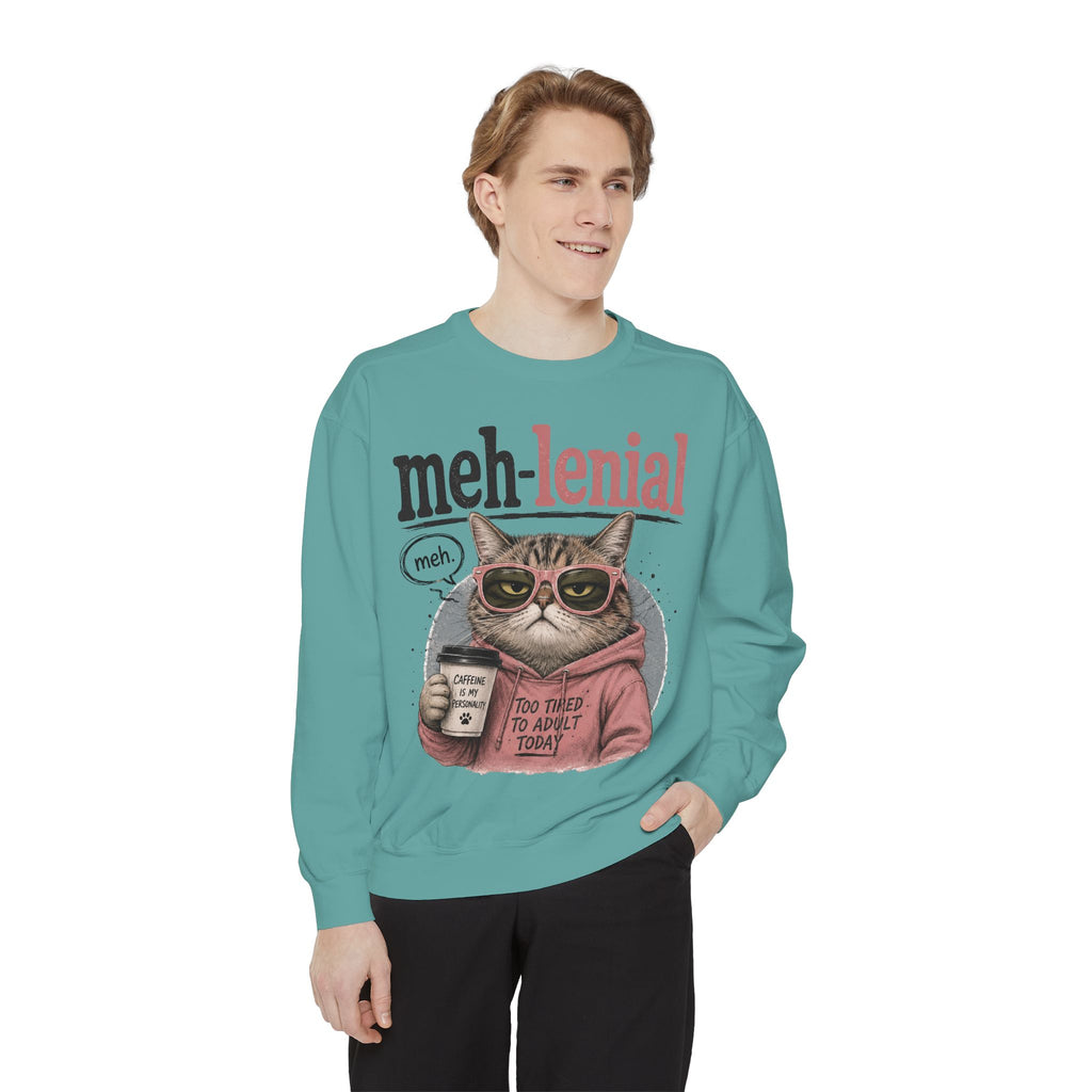 Meh-lenial Cat Sweatshirt — Funny Millennial Humor Pullover