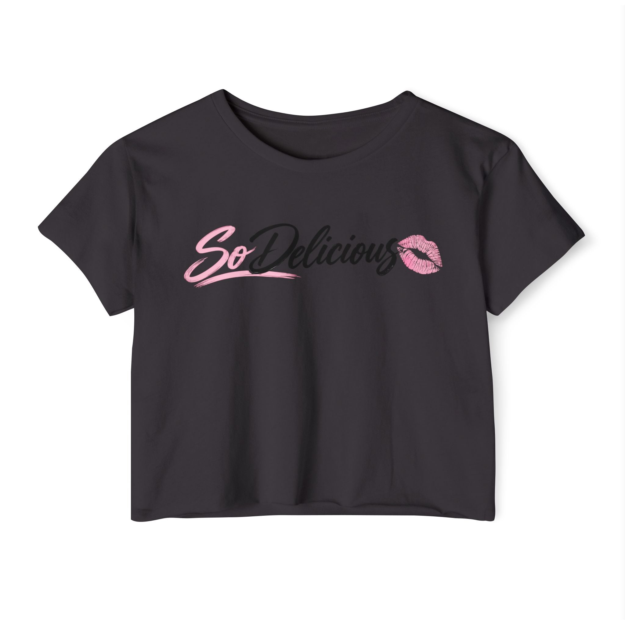 Women's Festival Crop Top — "So Delicious" Front & "I'll Be Up The Gym" Fitness Graphic Crop