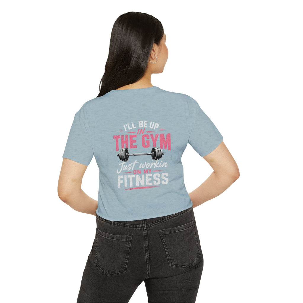 Women's Festival Crop Top — "So Delicious" Front & "I'll Be Up The Gym" Fitness Graphic Crop