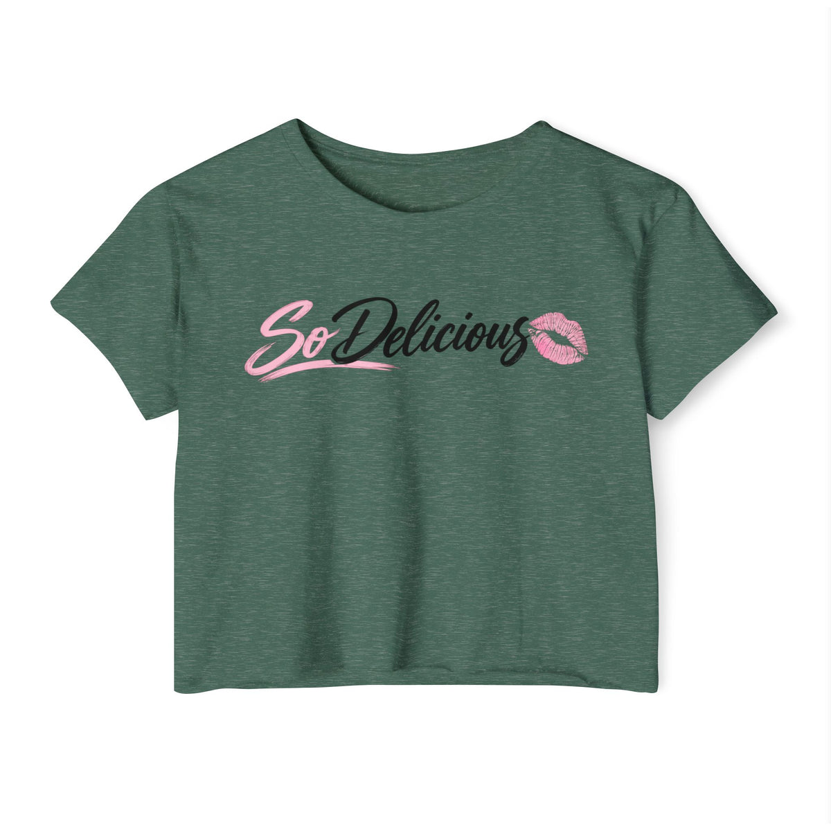 Women's Festival Crop Top — "So Delicious" Front & "I'll Be Up The Gym" Fitness Graphic Crop