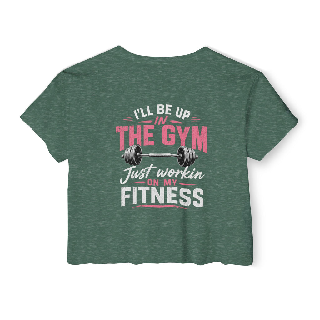 Women's Festival Crop Top — "So Delicious" Front & "I'll Be Up The Gym" Fitness Graphic Crop