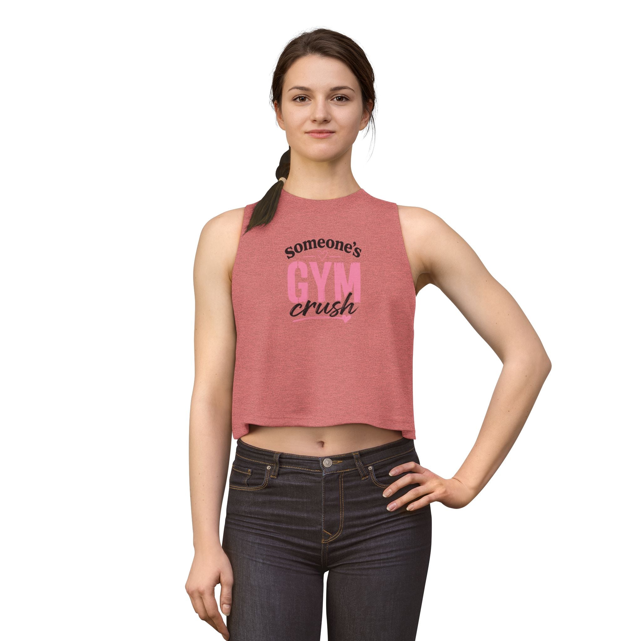 Women's Crop Top — "Someone's Gym Crush" Pink Fitness Muscle Tank