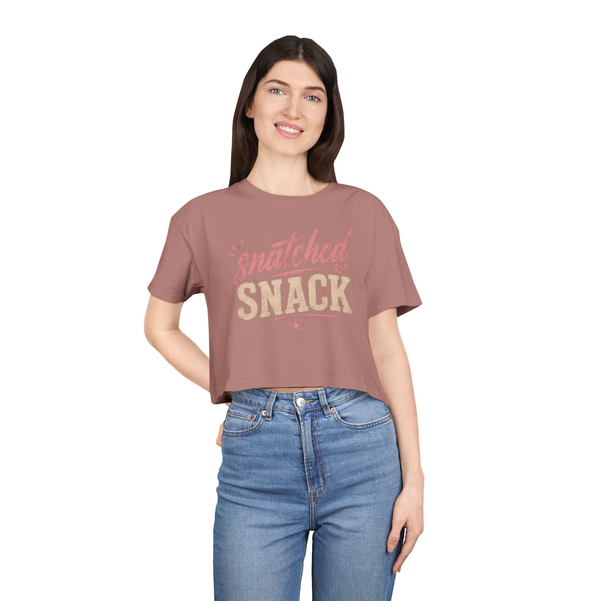 Snatched Snack Crop Tee - Cute Feminine Graphic Top