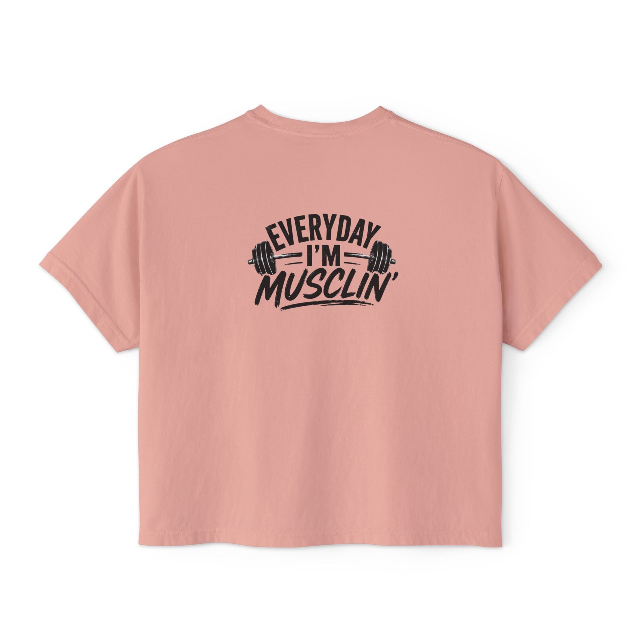 Everyday I'm Musclin' Women's Boxy Tee — Motivational Gym Crop Top (Back: "This is Your Sign — You Got This, Keep Going")