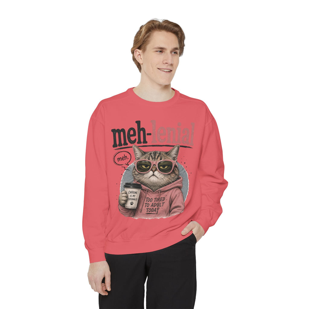 Meh-lenial Cat Sweatshirt — Funny Millennial Humor Pullover