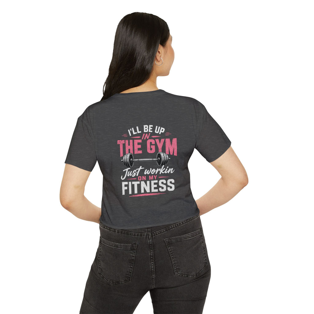 Women's Festival Crop Top — "So Delicious" Front & "I'll Be Up The Gym" Fitness Graphic Crop