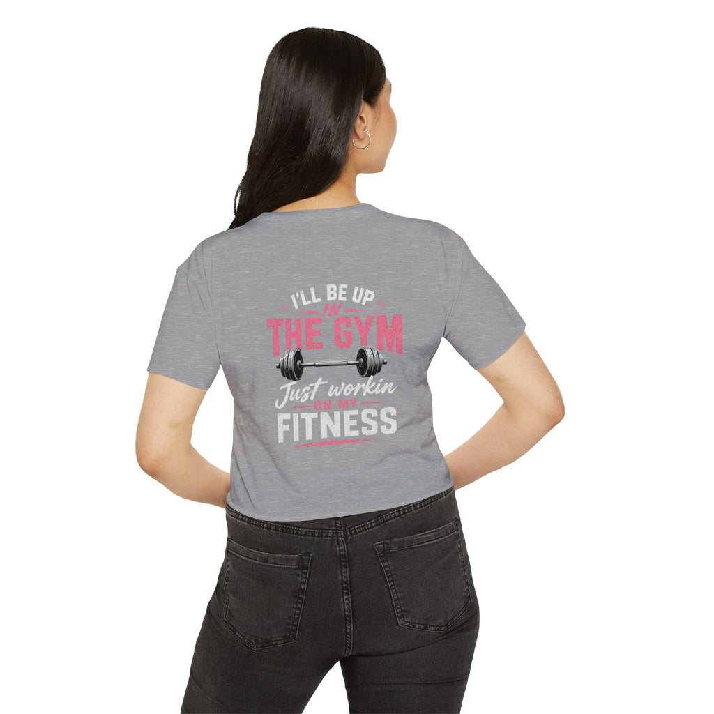 Women's Festival Crop Top — "So Delicious" Front & "I'll Be Up The Gym" Fitness Graphic Crop