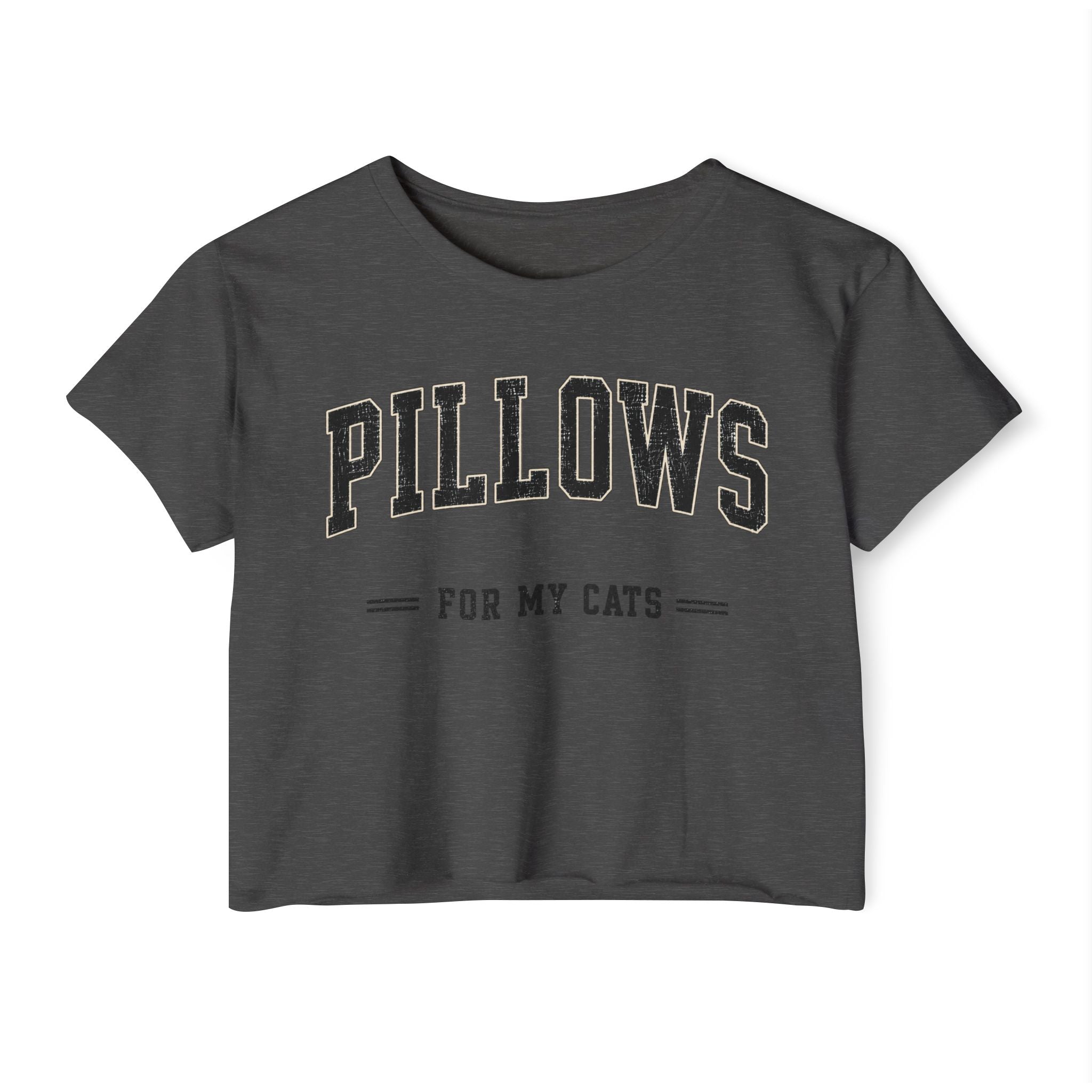 Cat Lover Crop Top — “PILLOWS FOR MY CATS” Graphic Festival Tee
