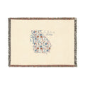 Georgia Floral Map Woven Blanket — State Map Throw with 'Peach State' Design