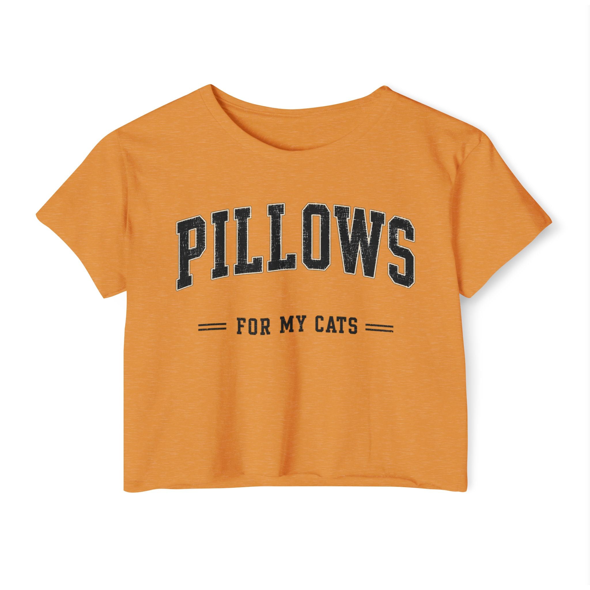 Cat Lover Crop Top — “PILLOWS FOR MY CATS” Graphic Festival Tee