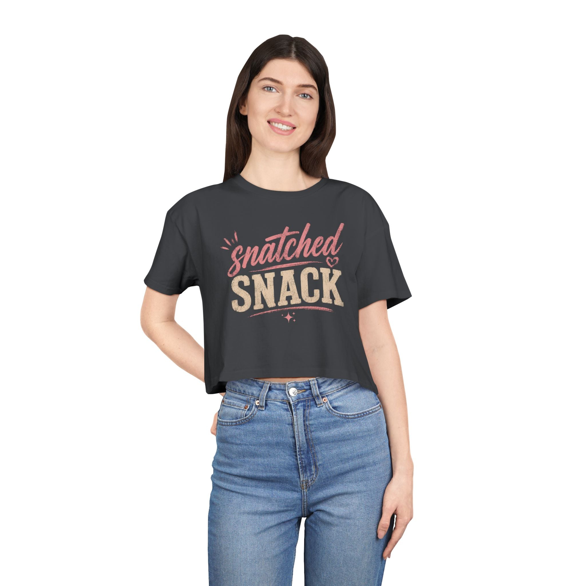 Snatched Snack Crop Tee - Cute Feminine Graphic Top