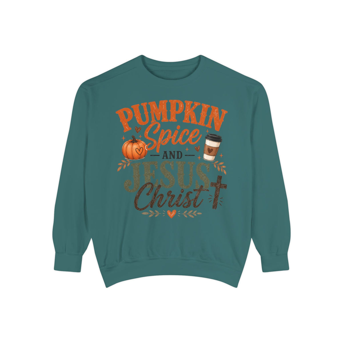 Pumpkin Spice and Jesus Christ Sweatshirt — Fall Christian Comfort Crewneck