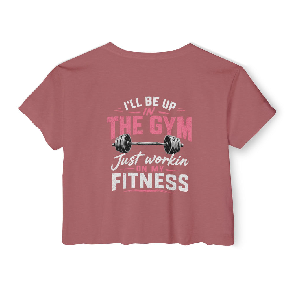 Women's Festival Crop Top — "So Delicious" Front & "I'll Be Up The Gym" Fitness Graphic Crop