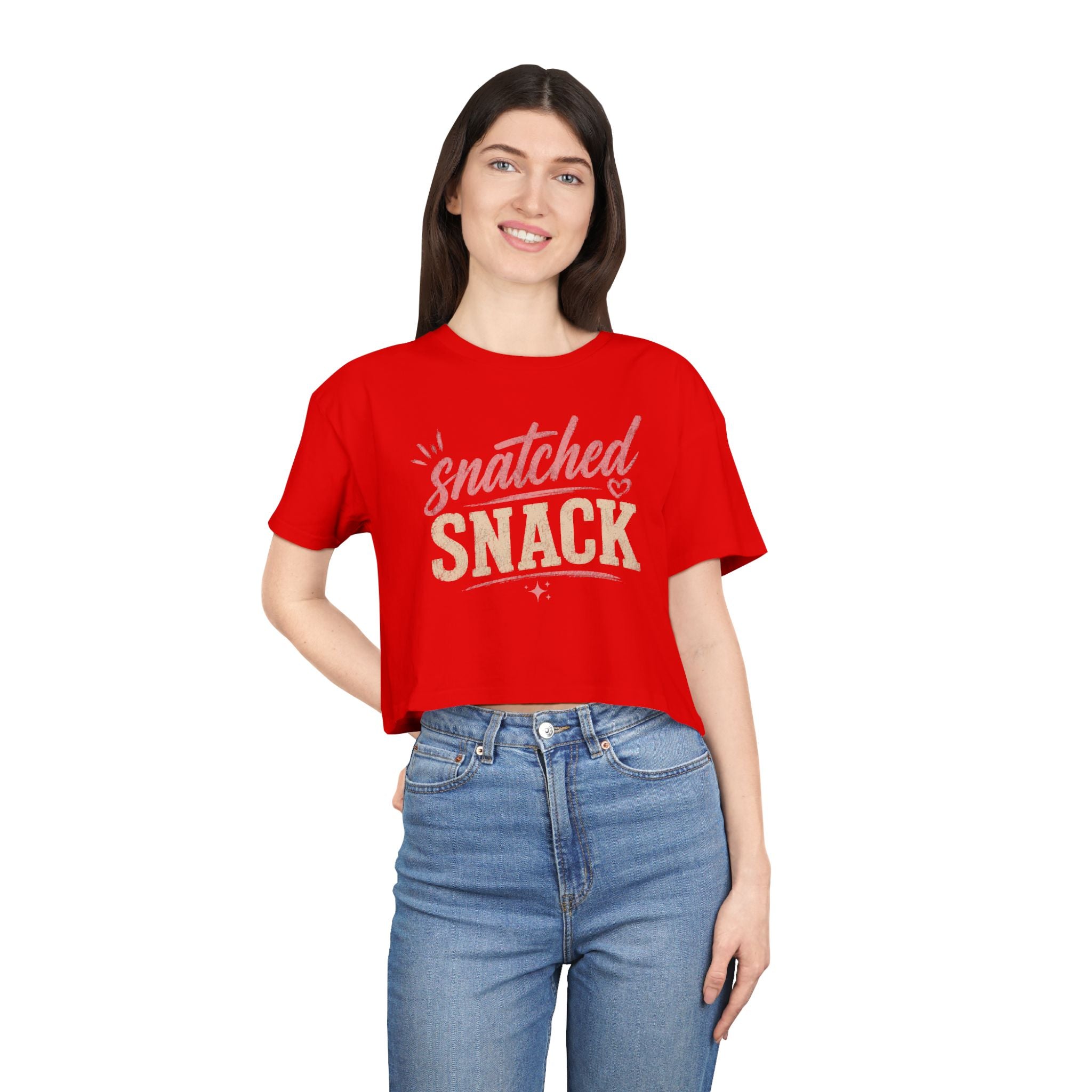 Snatched Snack Crop Tee - Cute Feminine Graphic Top